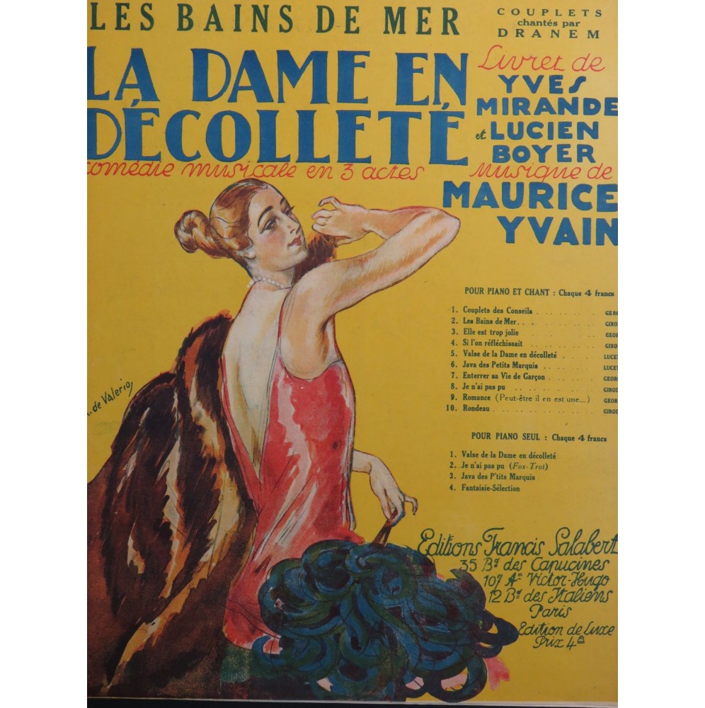 YVAIN Maurice Les Bains de Mer Chant Piano 1923