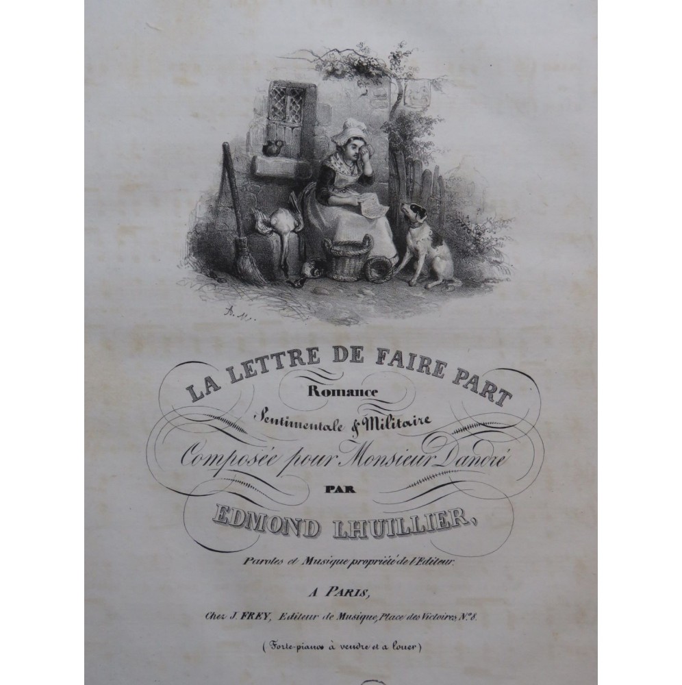 LHUILLIER Edmond La lettre de faire part Chant Piano ou Harpe ca1830