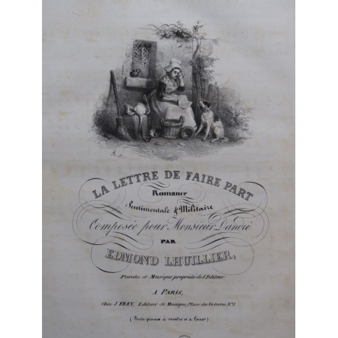 LHUILLIER Edmond La lettre de faire part Chant Piano ou Harpe ca1830