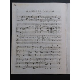 LHUILLIER Edmond La lettre de faire part Chant Piano ou Harpe ca1830