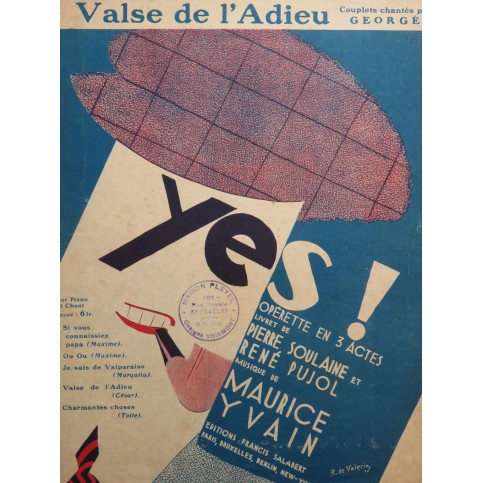 YVAIN Maurice Valse de l'Adieu Chant Piano 1928