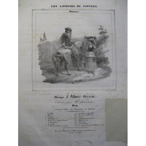 GRISAR Albert Les Laveuses Chant Piano ca1830