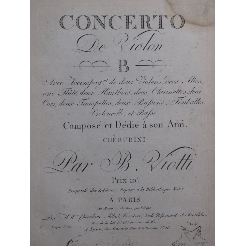 VIOTTI J. B. Concerto No 22 A minor pour Violon Orchestre 1803