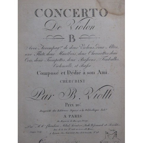 VIOTTI J. B. Concerto No 22 A minor pour Violon Orchestre 1803