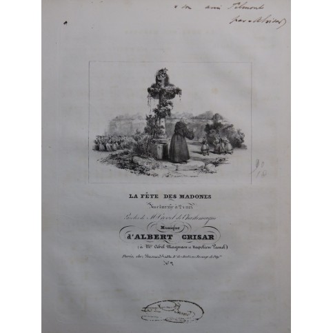 GRISAR Albert La Fête des Madones Dédicace Chant Piano ca1840