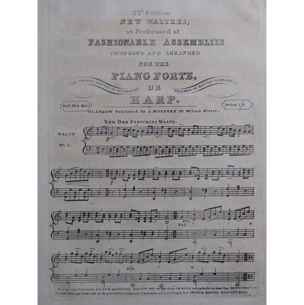 New Waltzes Danse Piano ou Harpe ca1820