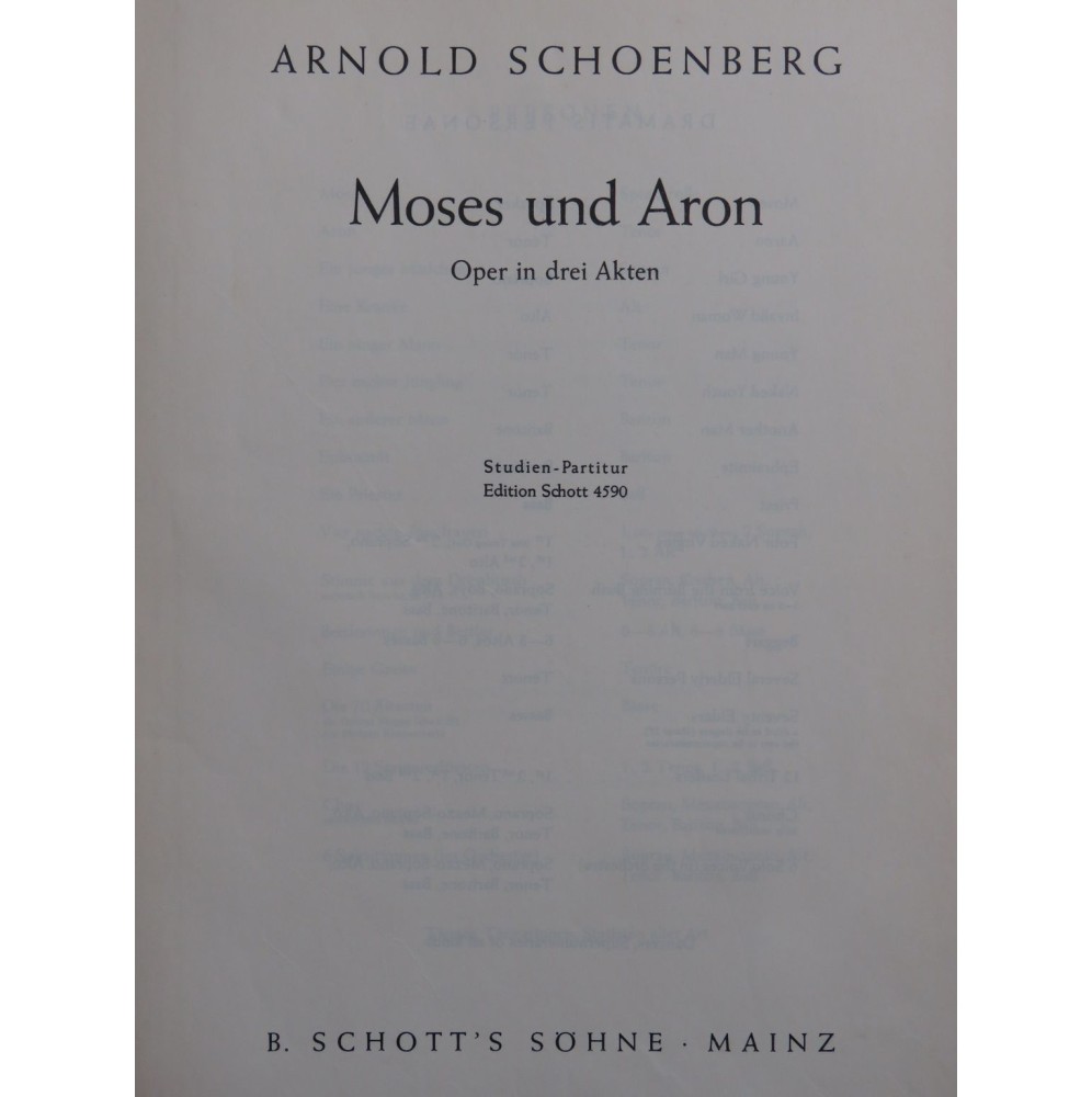 SCHOENBERG Arnold Moses und Aron Opéra Chant Orchestre 1958
