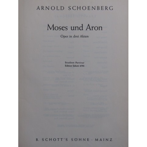 SCHOENBERG Arnold Moses und Aron Opéra Chant Orchestre 1958