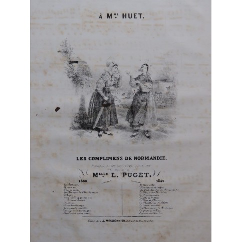 PUGET Loïsa Les Complimens de Normandie Chant Piano 1840