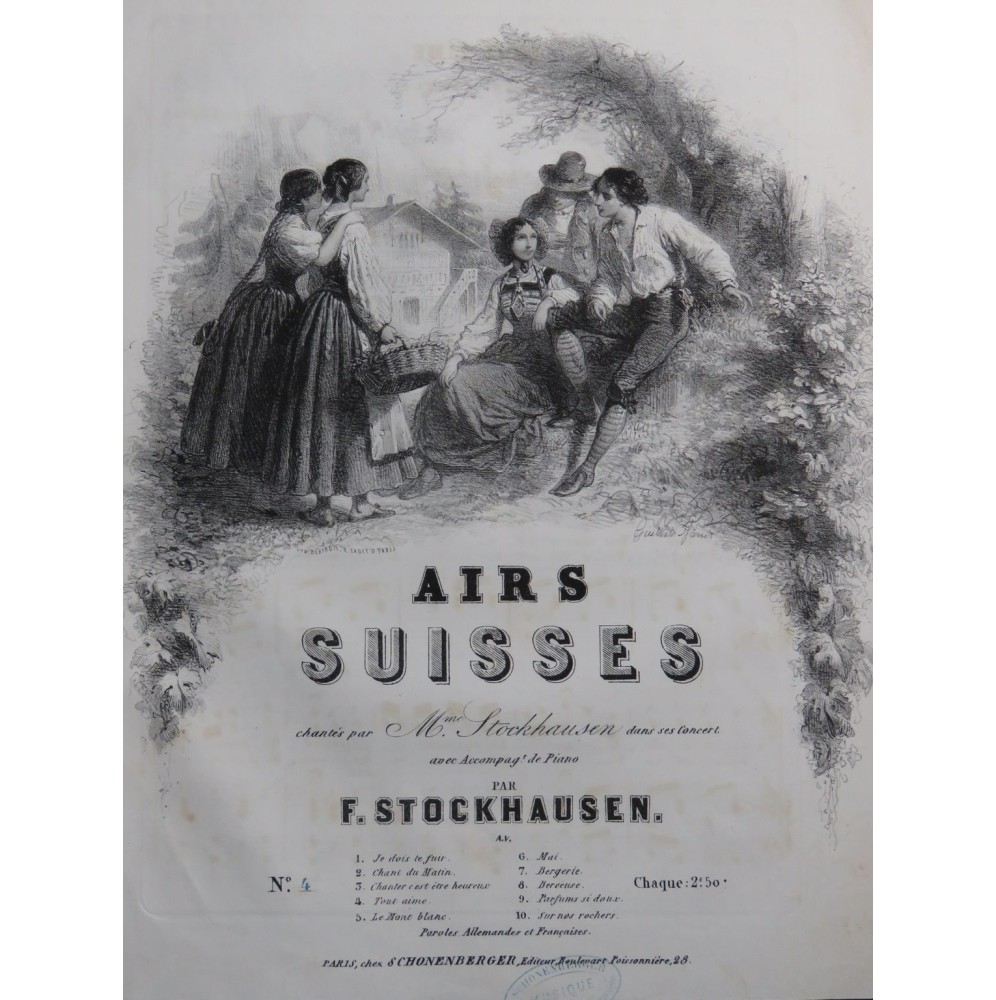 STOCKHAUSEN F. Tout Aime Air Suisse Chant Piano ca1840