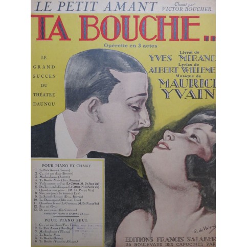 YVAIN Maurice Le Petit Amant Chant Piano 1922