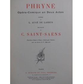 SAINT-SAËNS Camille Phryné...