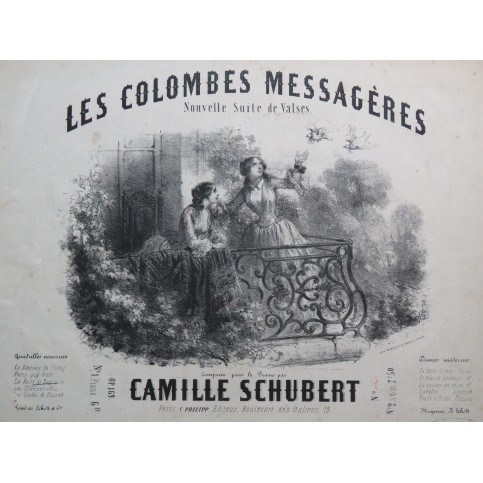 SCHUBERT Camille Les Colombes Messagères Piano 4 mains ca1852