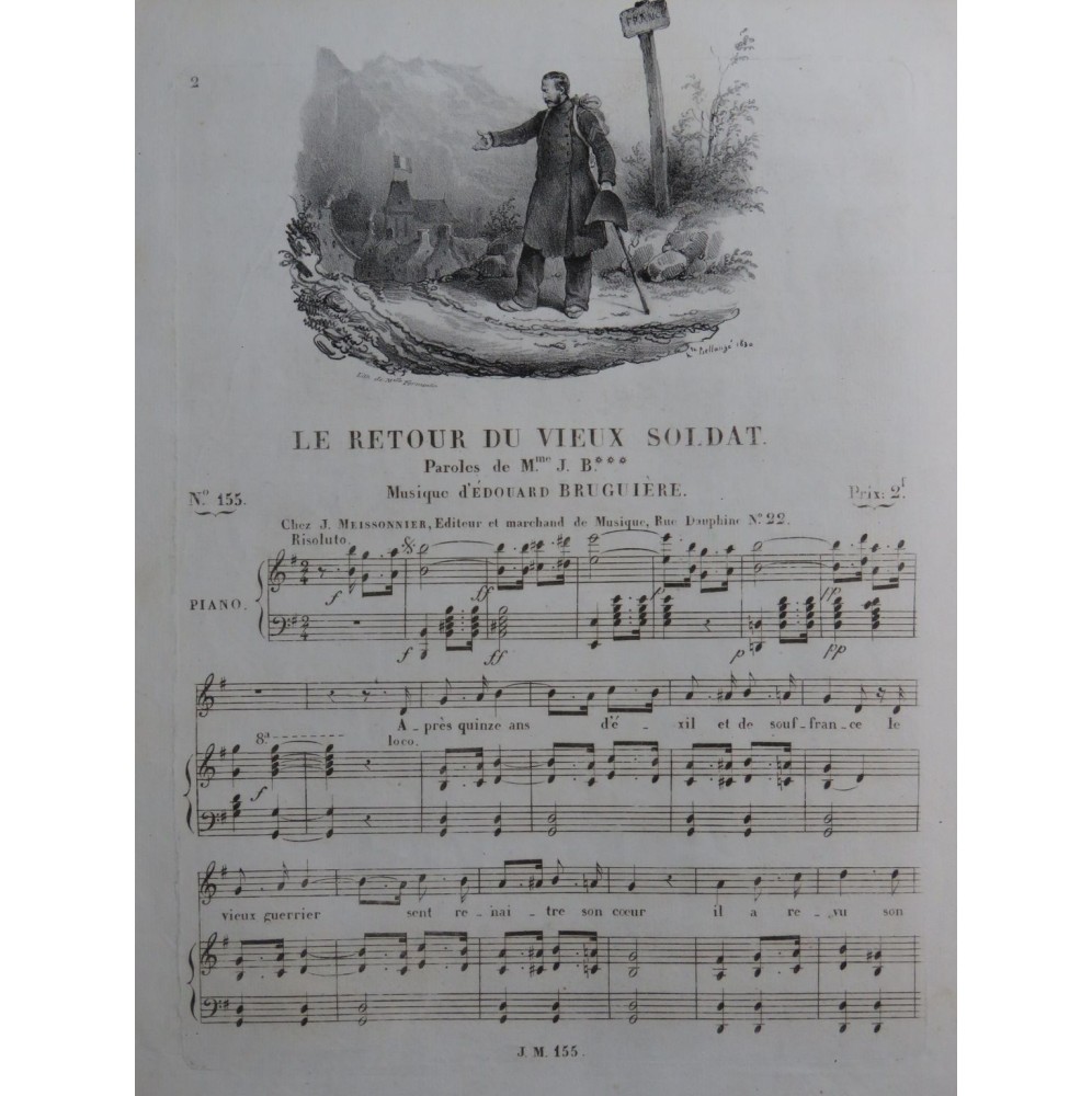 BRUGUIÈRE Édouard Le Retour du Vieux Soldat Chant Piano ca1830