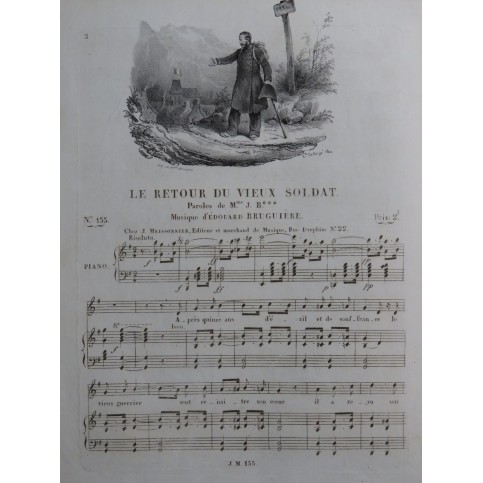 BRUGUIÈRE Édouard Le Retour du Vieux Soldat Chant Piano ca1830