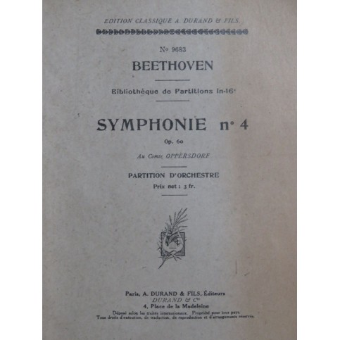 BEETHOVEN Symphonie No 4 op 60 Orchestre