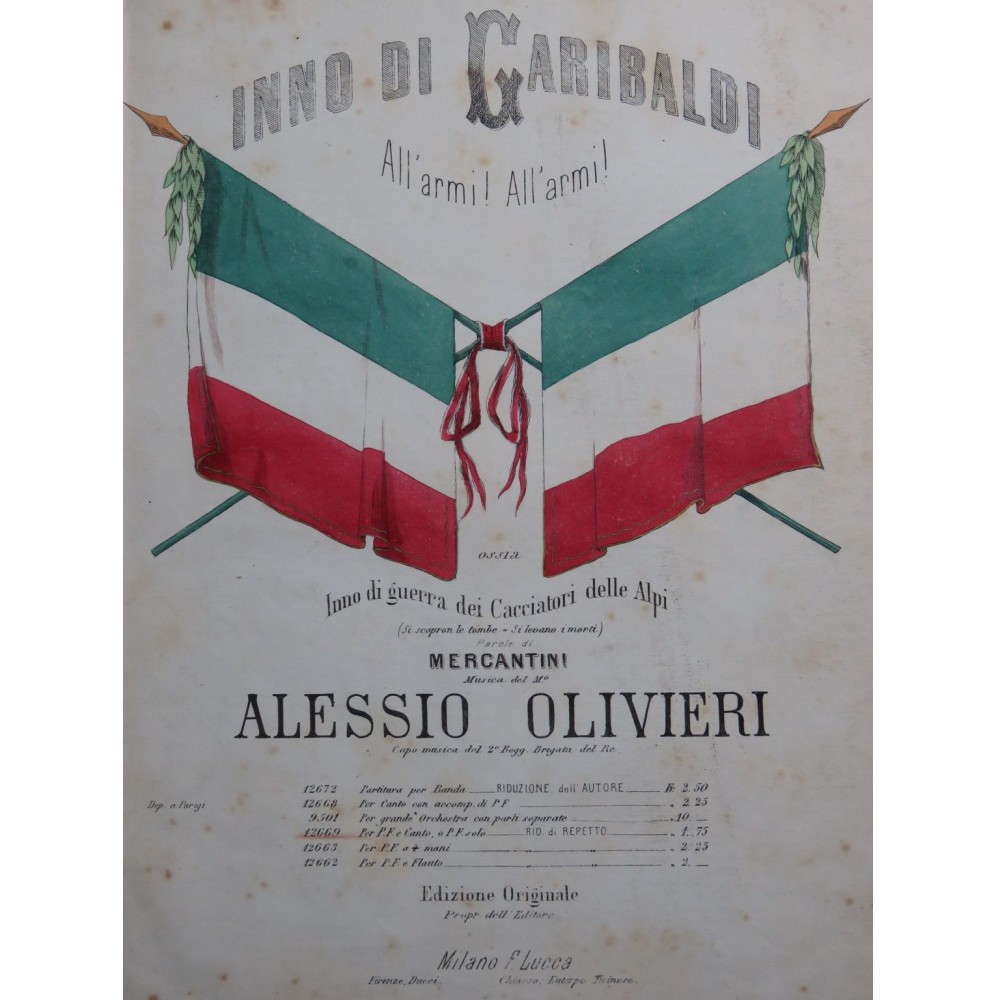 OLIVIERI Alessio Inno di Garibaldi Piano 1867