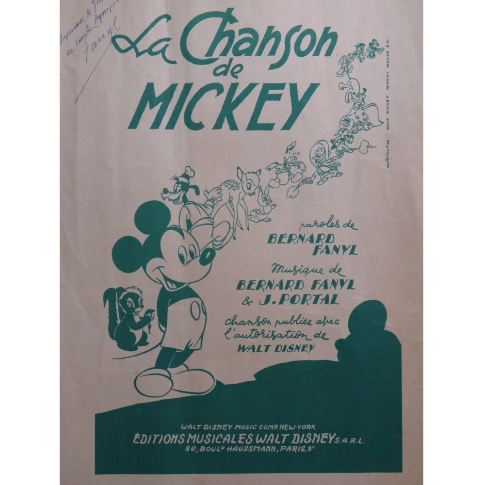 FANYL Bernard PORTAL J. La Chanson de Mickey Chant Piano 1951