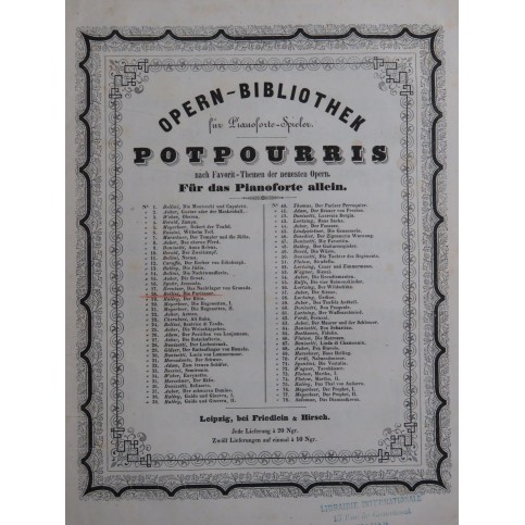 BELLINI Vincenzo Die Puritaner Pot-pourri Piano ca1850