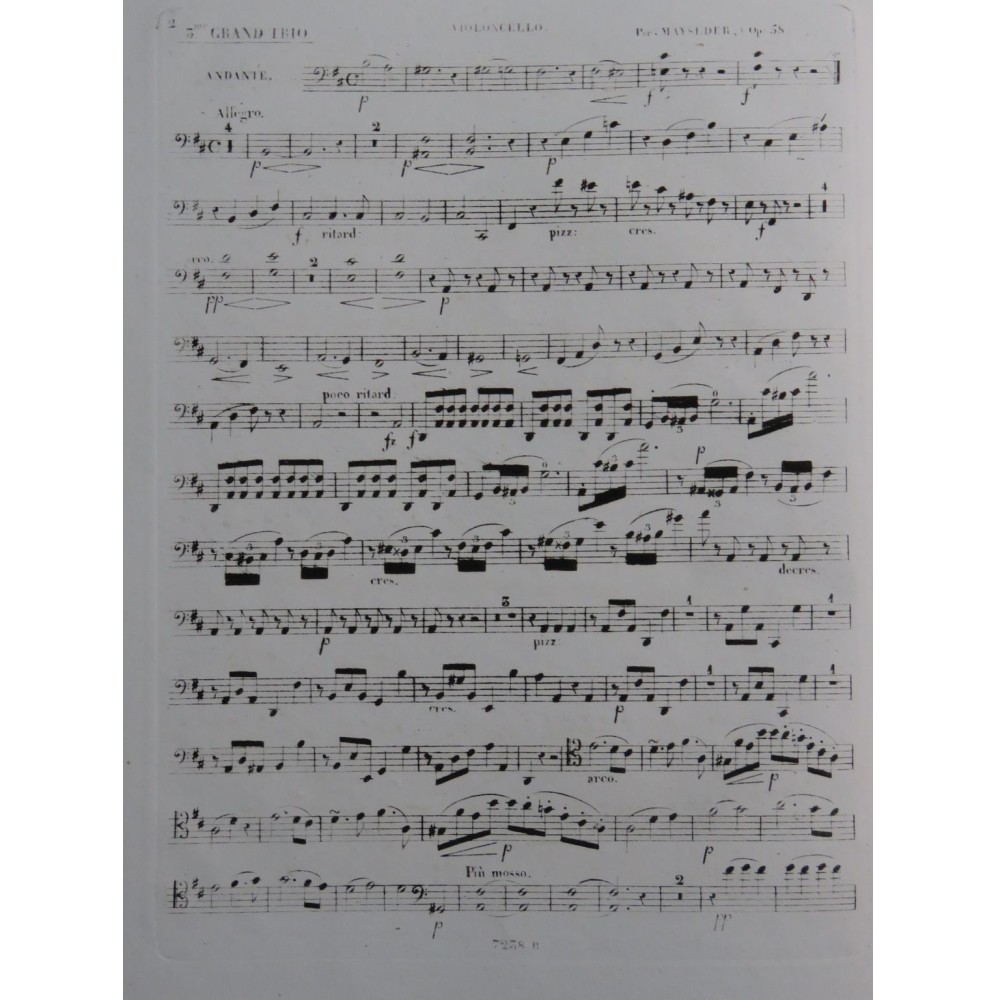 MAYSEDER Joseph Grand Trio No 3 op 58 Violoncelle ca1845