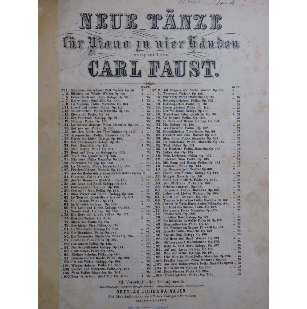 FAUST Carl Theresen Walzer op 126 Piano 4 mains XIXe
