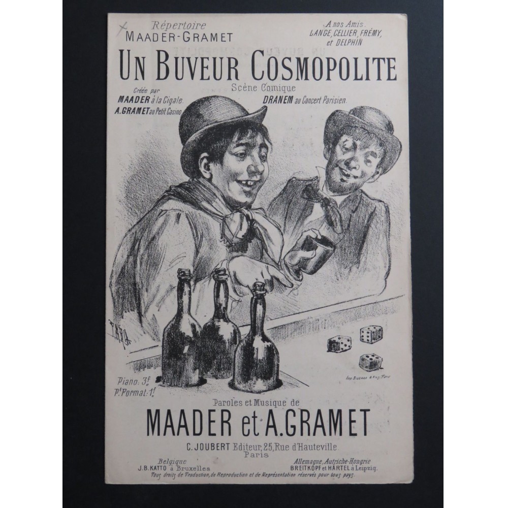 Un Buveur Cosmopolite Maader Gramet Chant Piano ca1900