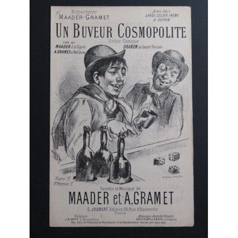 Un Buveur Cosmopolite Maader Gramet Chant Piano ca1900