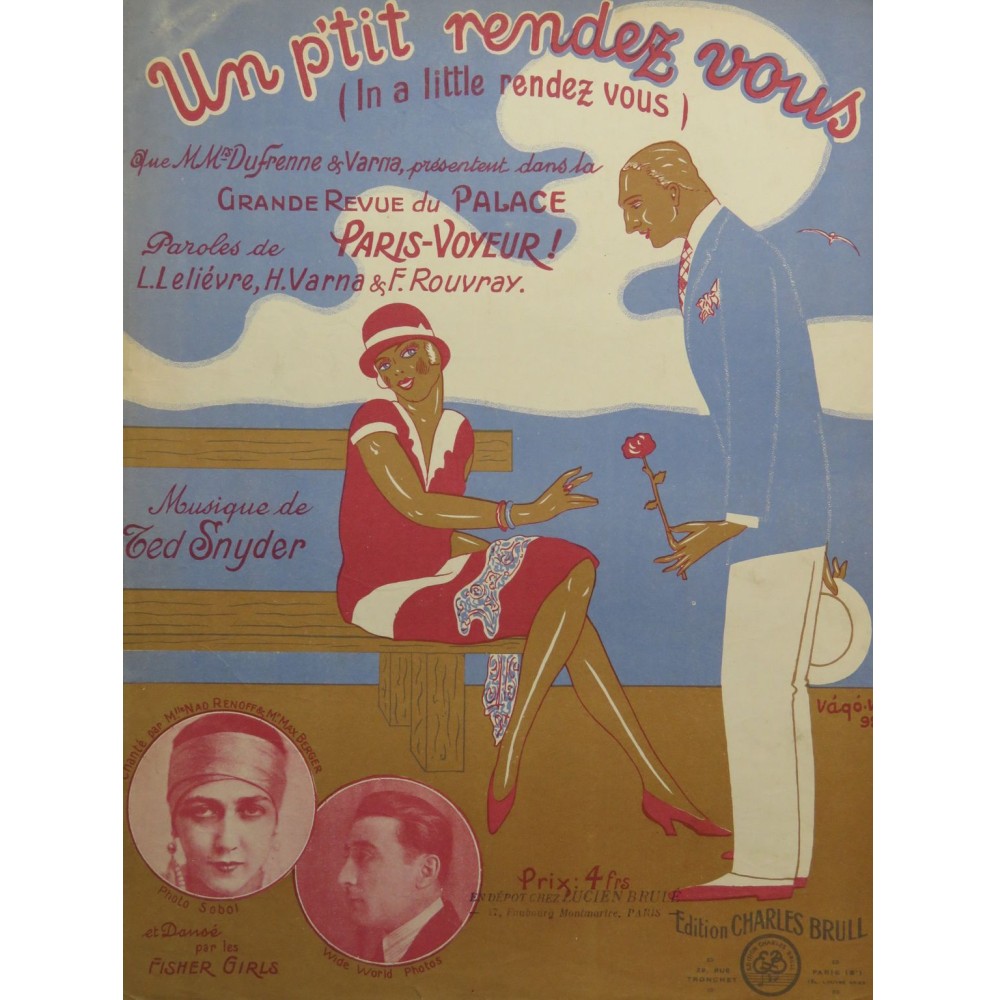 SNYDER Ted In a Little Rendez vous Chant Piano 1925