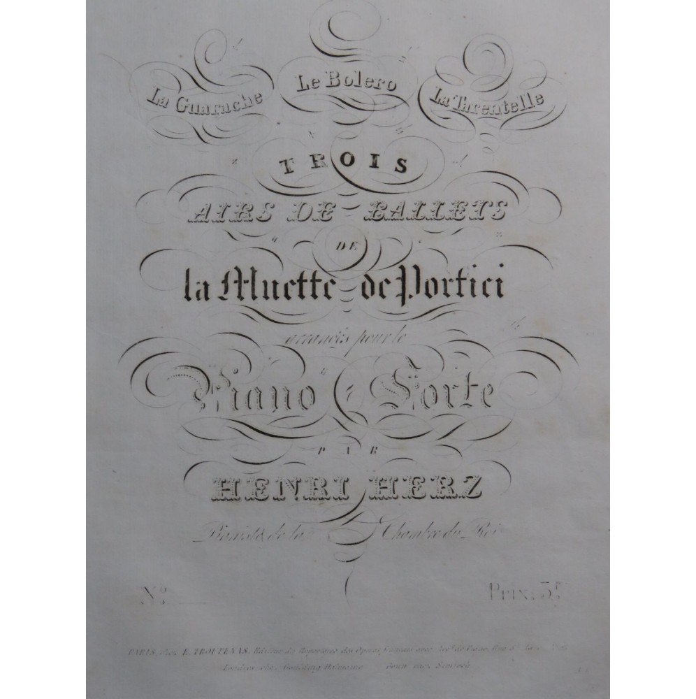 HERZ Henri Air de Ballet Muette de Portici No 1 La Guarache Piano ca1830