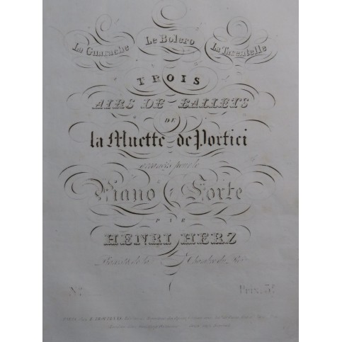 HERZ Henri Air de Ballet Muette de Portici No 1 La Guarache Piano ca1830