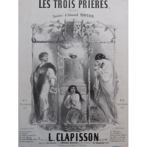 CLAPISSON Louis Les Trois Prières Chant Piano ca1855