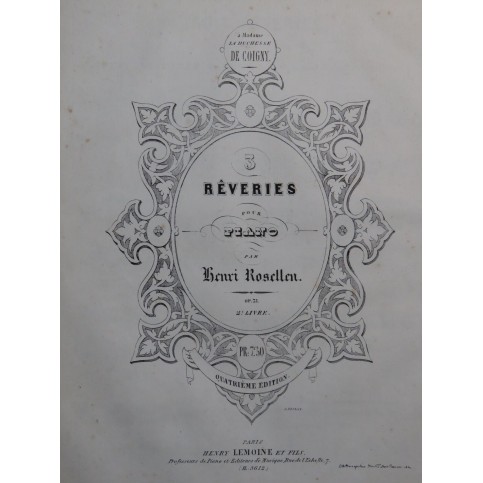 ROSELLEN Henri Trois Rêveries op 31 Piano ca1853