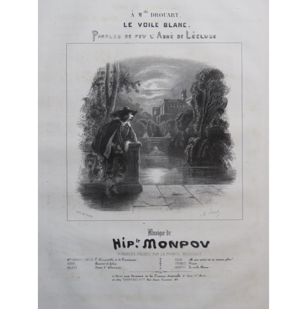 MONPOU Hippolyte Le Voile Blanc Chant Piano ca1840