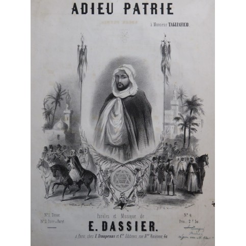 DASSIER Ernest Adieu Patrie Chant Piano ca1848