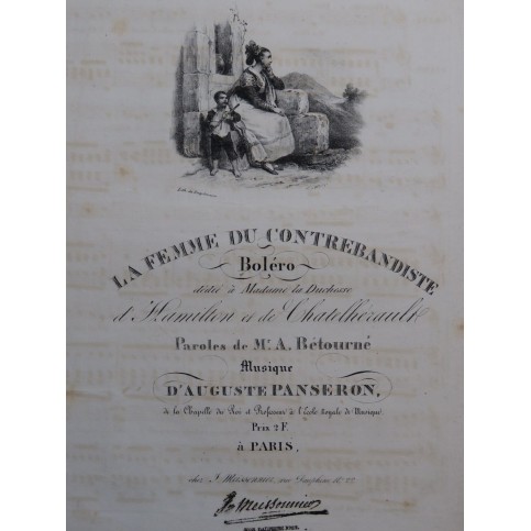 PANSERON Auguste La Femme du Contrebandiste Chant Piano ca1830