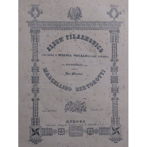 BERTOROTTI Marcellino Album Filarmonico No 10 Chant Piano ca1830
