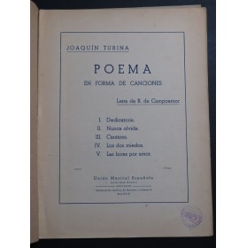 TURINA Joaquin Poema en forma de canciones Chant Piano 1923