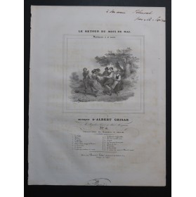 GRISAR Albert Le Retour du Mois de Mai Dédicace Chant Piano ca1840