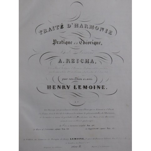 LEMOINE Henry Traité d'Harmonie Pratique et Théorique 1833
