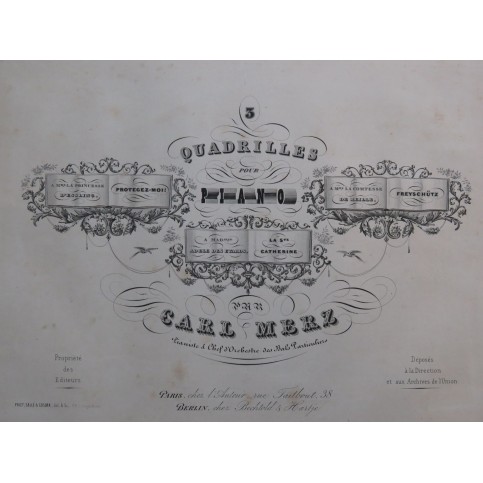 MERZ Carl Freyschütz Quadrille Piano ca1850