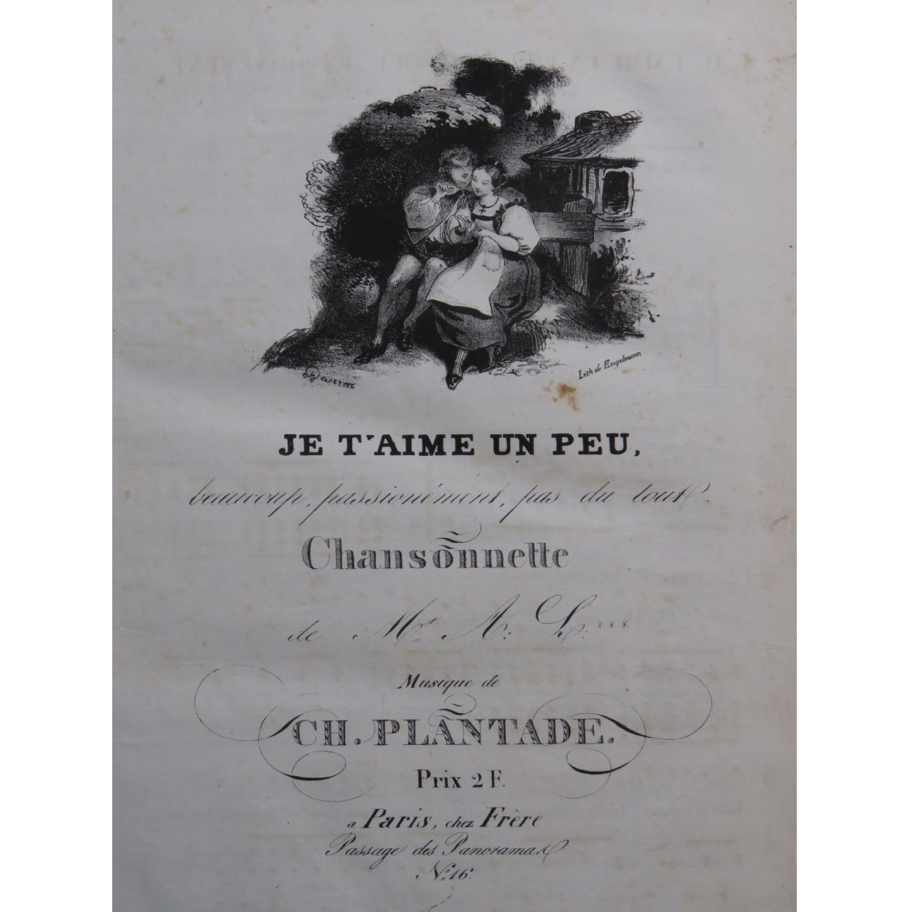 PLANTADE Charles Je t'aime un peu Chant Piano ca1830