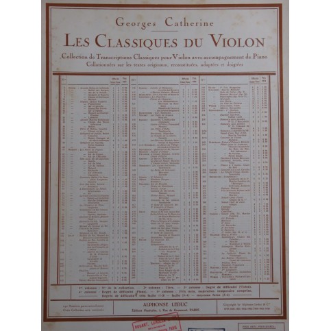 MOURET Jean-Joseph Les Nuits de Sceaux Bourrée Piano Violon 1919