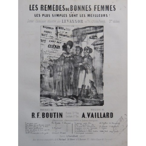 VAILLARD Adolphe Les Remèdes de Bonnes Femmes Chant Piano ca1845