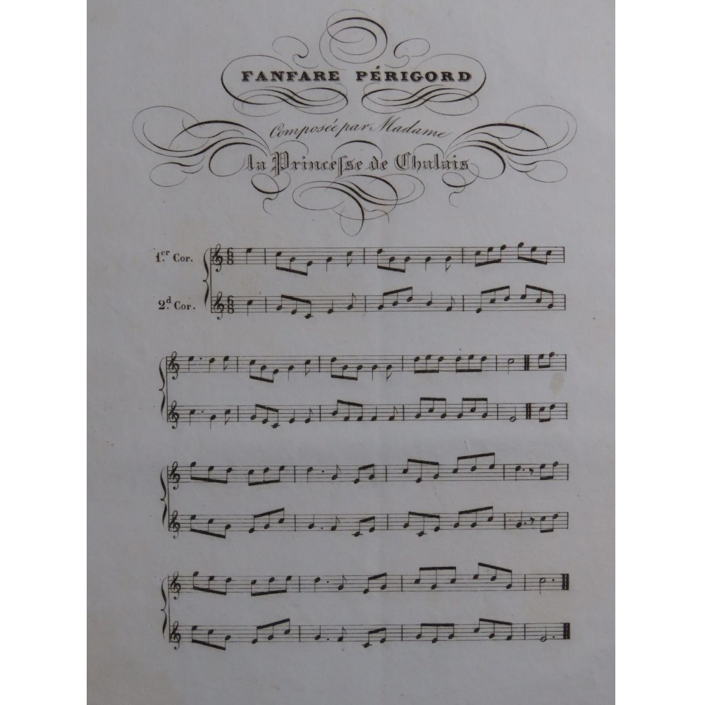 Princesse de Chalais Fanfare Périgord pour 2 Cors ca1840