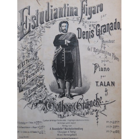 GRANADO Denis El Turia Valse Espagnole Piano 4 mains ca1880