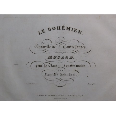MUSARD Le Bohémien Quadrille Piano 4 mains ca1840