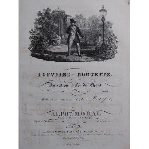 MORAL Alphonse L'Ouvrier en Goguette Chant Piano ca1830
