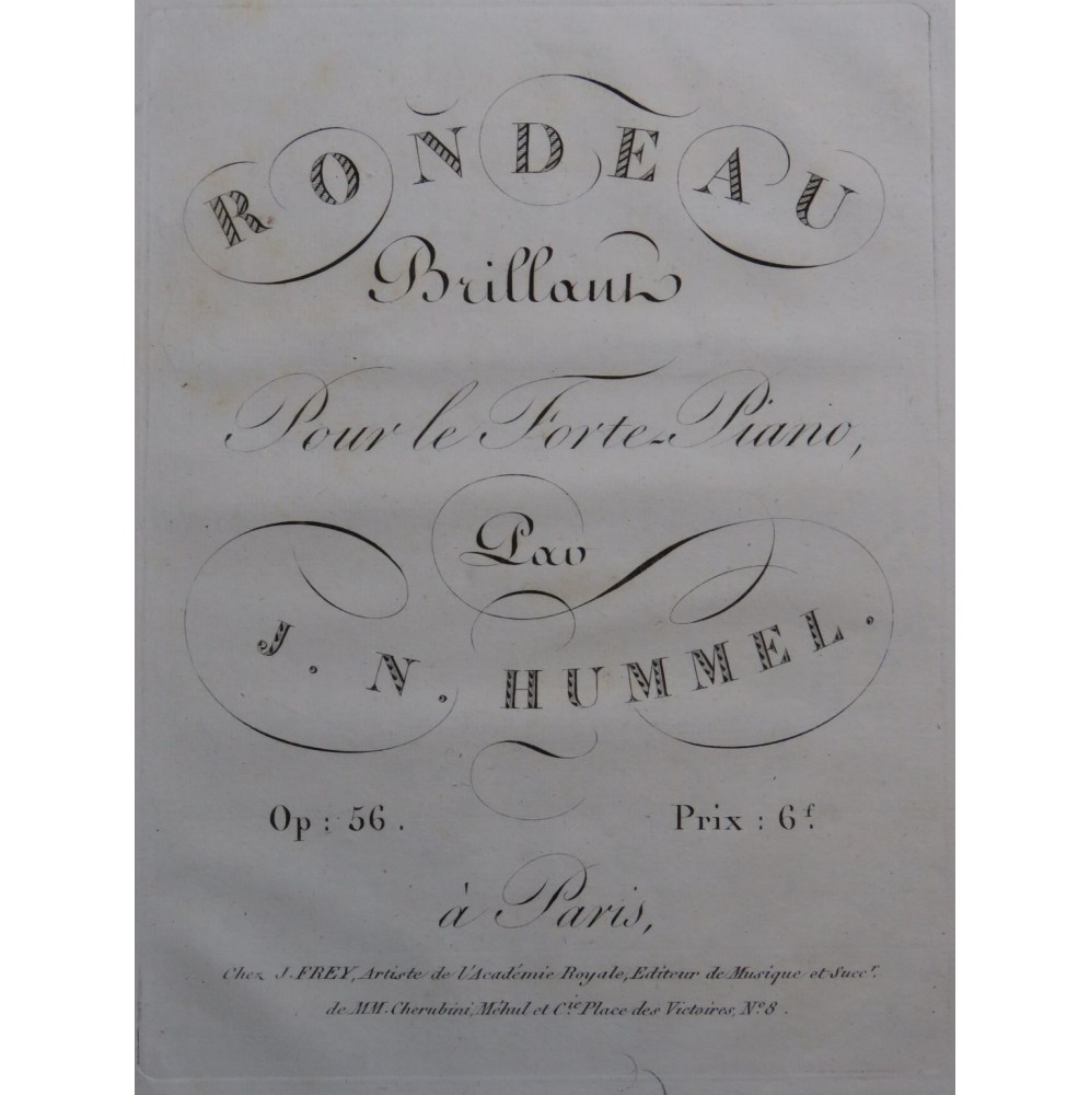 HUMMEL J. N. Rondo Brillant op 56 Piano ca1815