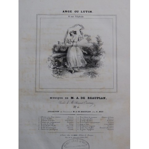 DE BEAUPLAN Amédée Ange ou Lutin Chant Piano ca1830