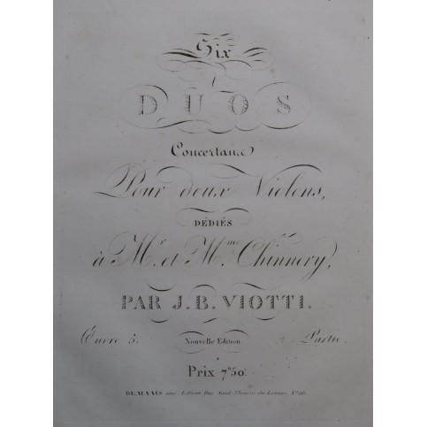 VIOTTI J. B. Six Duos op 5 1ère Partie pour 2 Violons ca1830